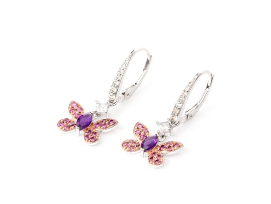 Sterling Silver Whimsical Butterfly Necklace And Matching Earrings,