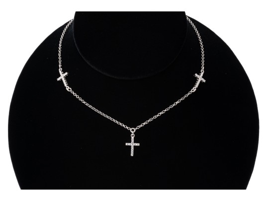 Sterling Silver Unique Cross Opera Length Necklace