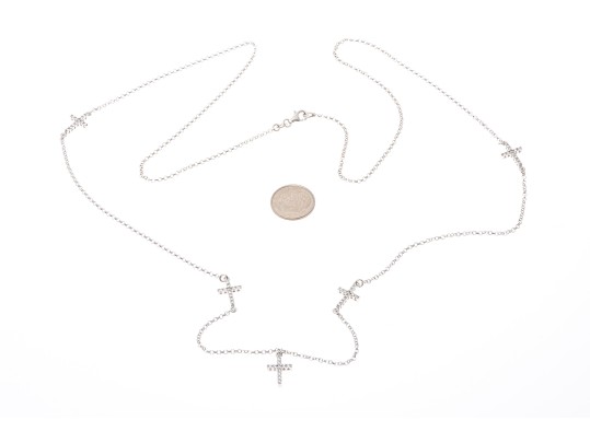 Sterling Silver Unique Cross Opera Length Necklace
