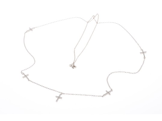 Sterling Silver Unique Cross Opera Length Necklace