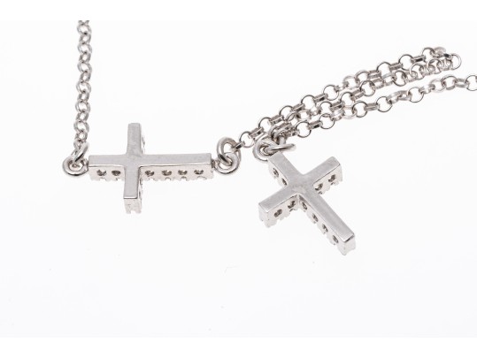 Sterling Silver Unique Cross Opera Length Necklace