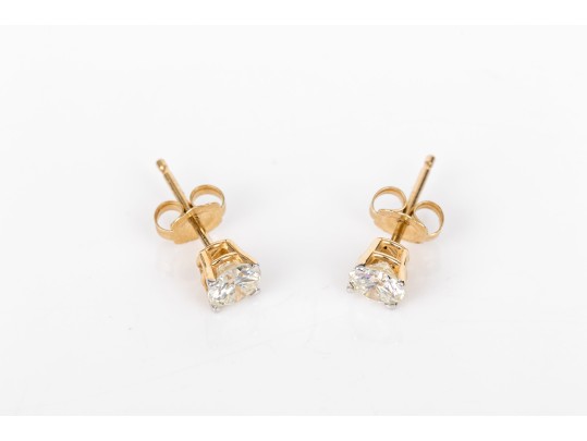 Classic 14K Brilliant Cut Diamond Stud Earrings, 0.5 TCW