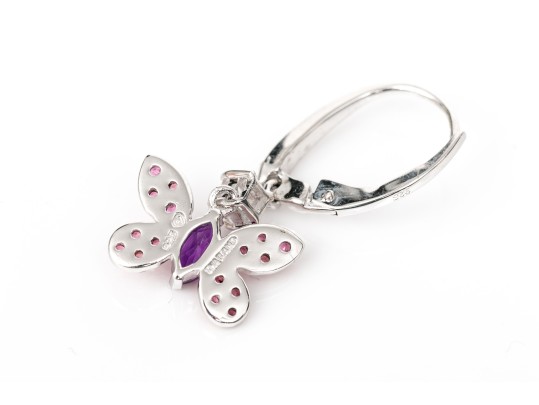 Sterling Silver Whimsical Butterfly Necklace And Matching Earrings,