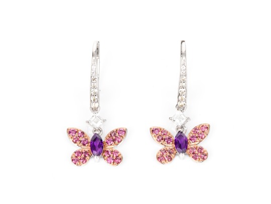 Sterling Silver Whimsical Butterfly Necklace And Matching Earrings,