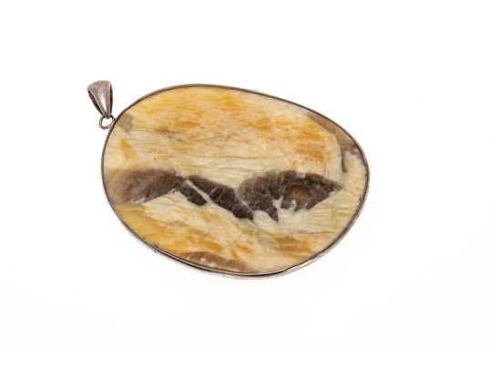 Bold Sterling Tumbled Hard Stone Pendant