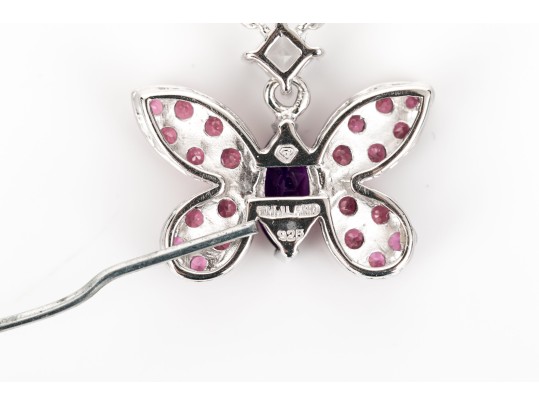 Sterling Silver Whimsical Butterfly Necklace And Matching Earrings,