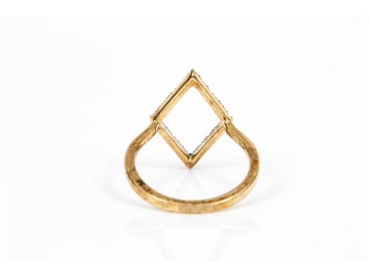 Sterling Silver Vermeil Contemporary Brown Diamond Lozenge Motif Ring, Size 5