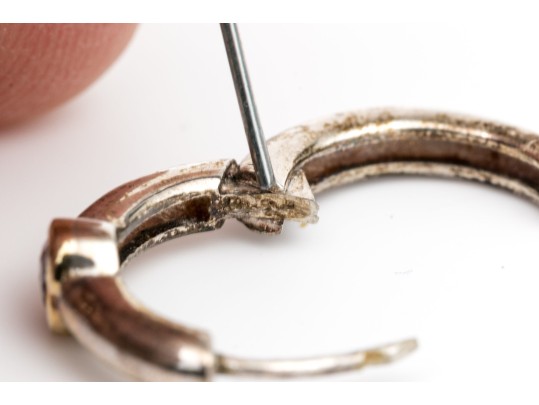 Sterling Silver And Vermeil Amethyst Heart Set Hoop Earrings