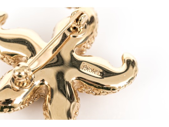 14k Yellow Gold Fun Textured Electroform Starfish Brooch