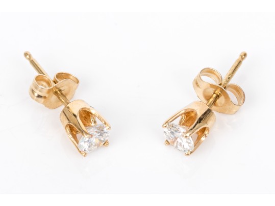 Classic 14K And Brilliant Cut Diamond Earrings, 0.32 TCW