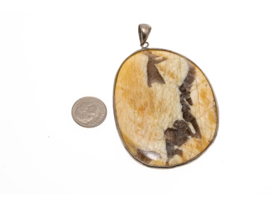 Bold Sterling Tumbled Hard Stone Pendant
