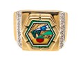 10K Broad Landscape Inlay Image Ring, Size 7.75