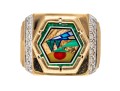 10K Broad Landscape Inlay Image Ring, Size 7.75