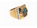 10K Broad Landscape Inlay Image Ring, Size 7.75