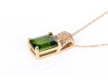 14k Yellow Gold Elegant Diamond Topped Chrome Diopside Pendant, With Chain, New