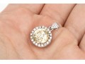 Sterling Silver Brilliant Champagne Cz And White Cz Halo Pendant