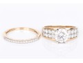 14k Yellow Gold Gorgeous Moissanite Fire Ring, Paired With A Moissanite Band Ring, Sizes 11 And 11-