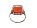 Vintage 10K White Gold And Carnelian Ring, Size 7.75
