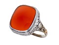 Vintage 10K White Gold And Carnelian Ring, Size 7.75