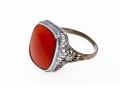 Vintage 10K White Gold And Carnelian Ring, Size 7.75