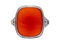Vintage 10K White Gold And Carnelian Ring, Size 7.75