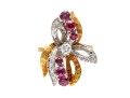 18K Dramatic Ruby And Diamond Set Flared Ring, Size 6.25+