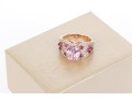 14k Rose Gold Gorgeous Pink Kunzite, Grape Garnet And Diamond Ring, Size 7, New