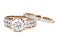 14k Yellow Gold Gorgeous Moissanite Fire Ring, Paired With A Moissanite Band Ring, Sizes 11 And 11-