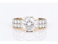 14k Yellow Gold Gorgeous Moissanite Fire Ring, Paired With A Moissanite Band Ring, Sizes 11 And 11-