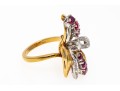 18K Dramatic Ruby And Diamond Set Flared Ring, Size 6.25+