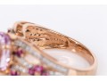 14k Rose Gold Gorgeous Pink Kunzite, Grape Garnet And Diamond Ring, Size 7, New