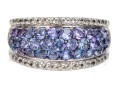 Sterling Silver Gorgeous Periwinkle Blue And White Cz Dome Ring, Size 7+