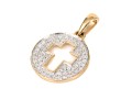 14k Yellow Gold Diminutive Pave Set Diamond And Cutout Cross Pendant