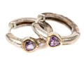 Sterling Silver And Vermeil Amethyst Heart Set Hoop Earrings