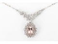 Sterling Silver And Vermeil Pretty Pink Morganite And White Topaz Halo Cluster Necklace
