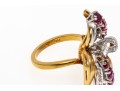 18K Dramatic Ruby And Diamond Set Flared Ring, Size 6.25+