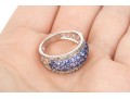 Sterling Silver Gorgeous Periwinkle Blue And White Cz Dome Ring, Size 7+
