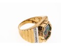 10K Broad Landscape Inlay Image Ring, Size 7.75