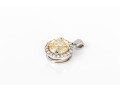 Sterling Silver Brilliant Champagne Cz And White Cz Halo Pendant