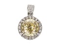 Sterling Silver Brilliant Champagne Cz And White Cz Halo Pendant