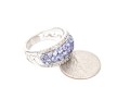 Sterling Silver Gorgeous Periwinkle Blue And White Cz Dome Ring, Size 7+