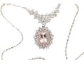 Sterling Silver And Vermeil Pretty Pink Morganite And White Topaz Halo Cluster Necklace