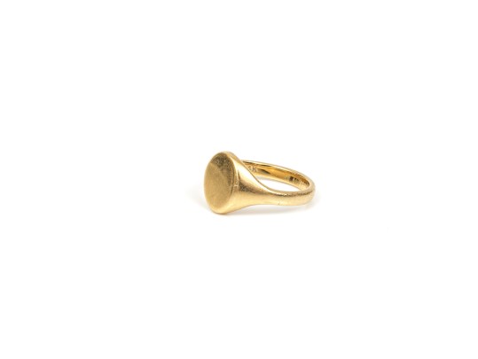 14k Yellow Gold Simple Vintage Oval Signet Ring, Size 3.5