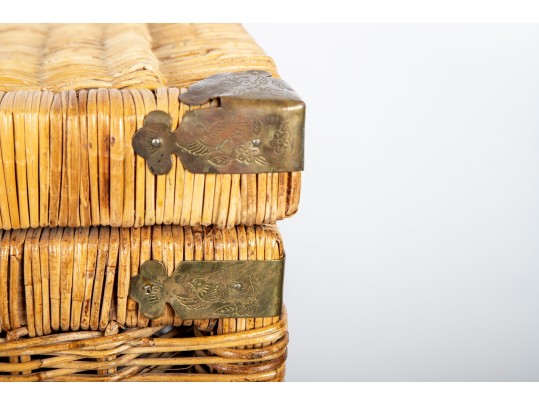 Vintage 1970's Rattan & Brass Chinoiserie Trunks 