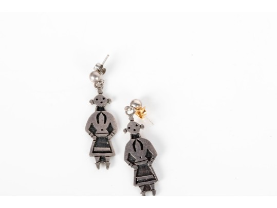 Collection Of Sterling Silver Native Tribal Earrings 