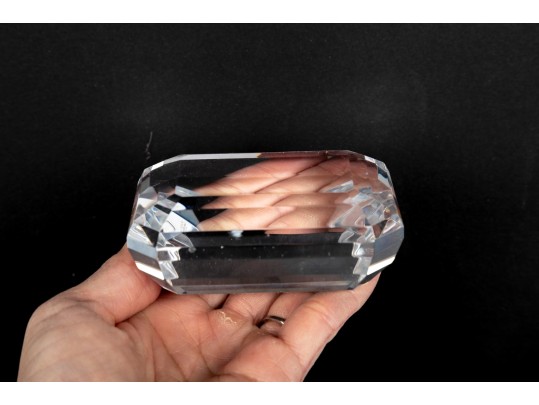 Tiffany & Co. Octagon Cut Crystal Glass Paperweight 