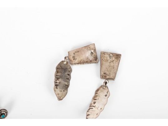 Collection Of Sterling Silver Native Tribal Earrings 