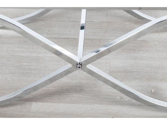 Contemporary Chrome & Glass Top Coffee Table 