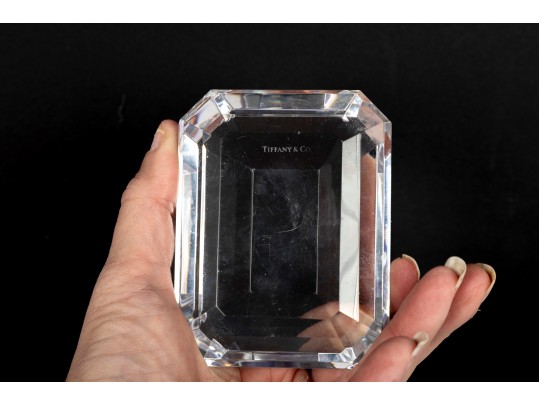 Tiffany & Co. Octagon Cut Crystal Glass Paperweight 