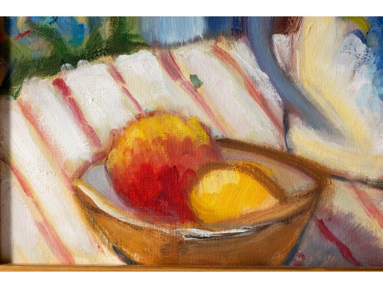Hannah Cole Buie (American, B. 1955) Oil On Canvas Patio Still Life